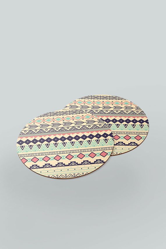 Printed round wooden coasters ready for customization