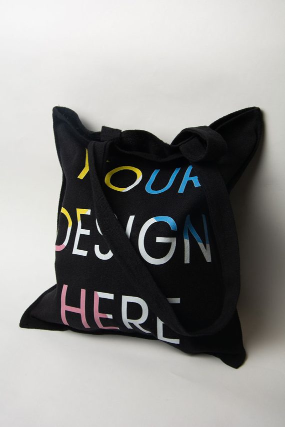 Printed black tote bag ready for dropshipping