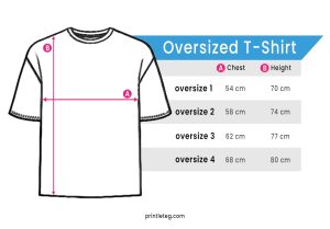 Printlet Oversized T-Shirt Size chart