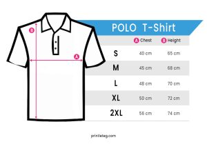 Printlet Polo T-shirt Size chart