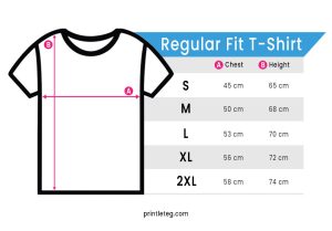 Printlet Regular fit T-shirt Size chart