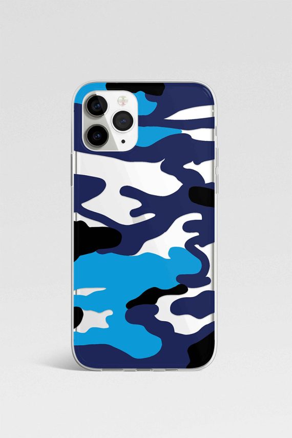 Blue Camouflage Clear iPhone cover
