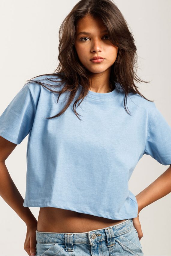 Printlet Customized cropped t-shirt baby blue Front view