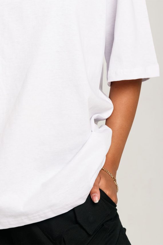 White Bersola Cotton Oversized T-Shirt Close up