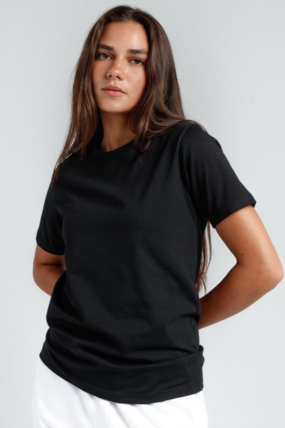 Black Cotton Regular T-Shirt front view