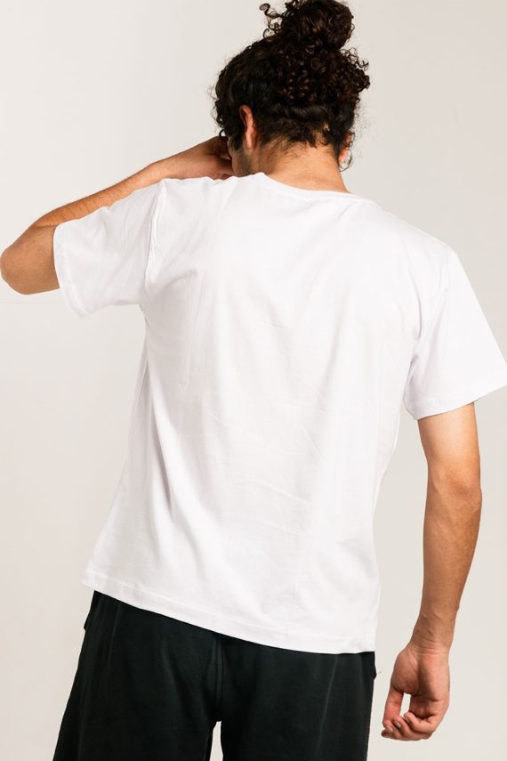 White Cotton Regular T-Shirt Back view