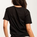 Black Cotton Regular T-Shirt Back view