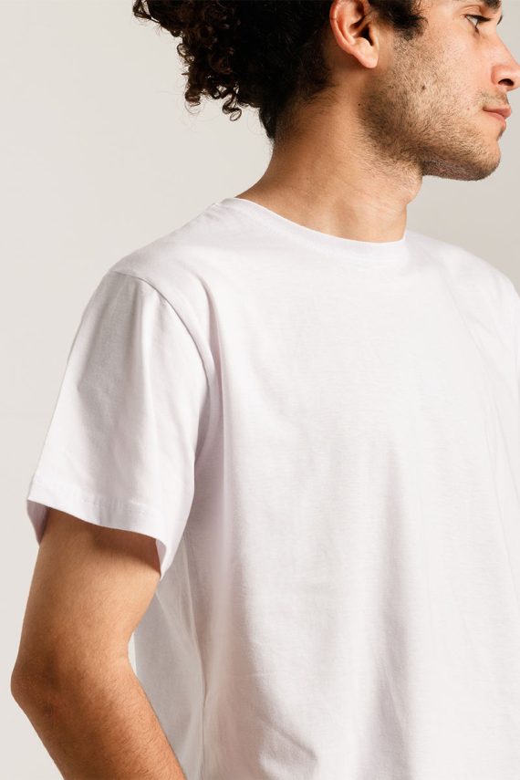 White Cotton Regular T-Shirt Close up