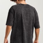 Custom Printlet Black Acid washed T-Shirt Back view