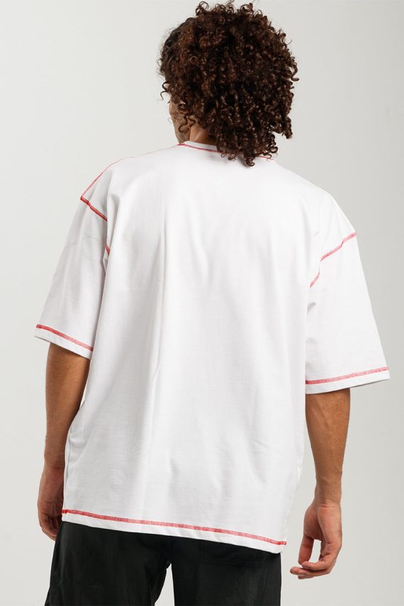 Custom Printlet White stitched oversize T-Shirt Back view