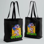 Printed Groovy Cyber Black tote bag