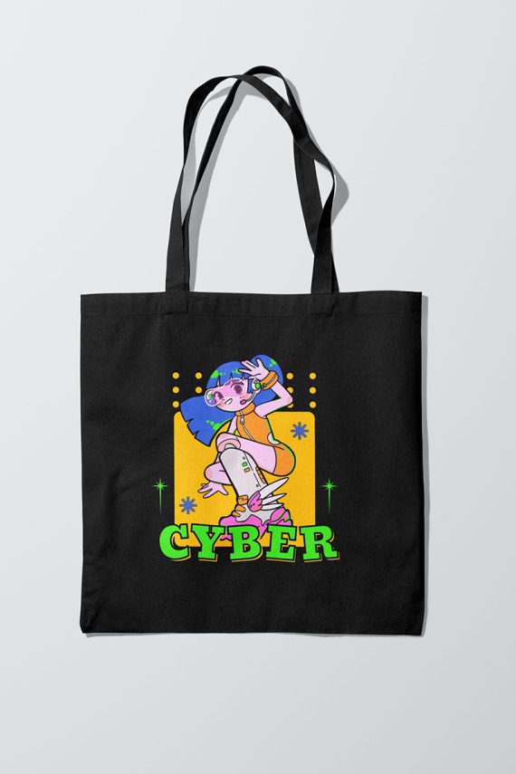 Printed Groovy Cyber Black tote bag