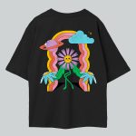 Dancing Flower Black Oversized T-Shirt Back