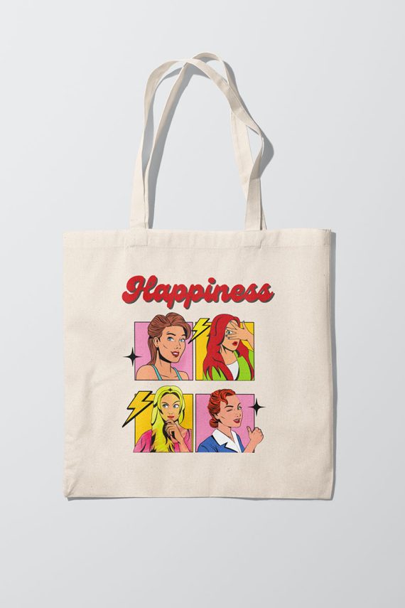 Happiness Beige tote bag