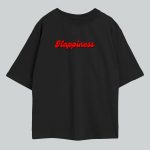 Happiness Black Oversize T-Shirt Front