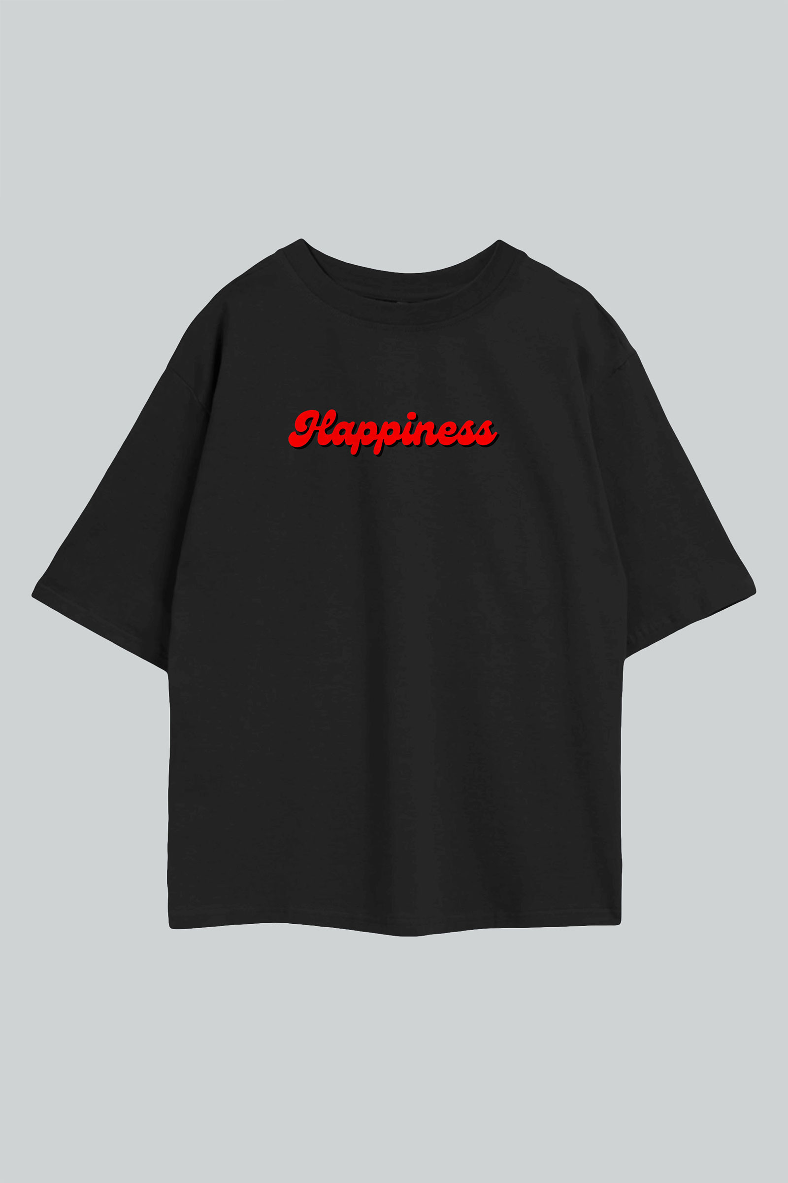 Happiness Black Oversize T-Shirt Front