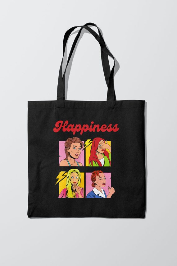 Happiness Black tote bag
