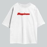 Happiness White Oversize T-Shirt Front