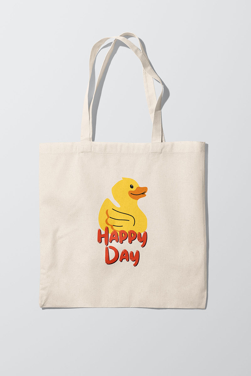 Happy Duck Beige Tote bag