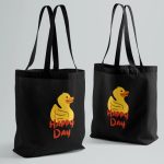 Happy Duck Black Tote bag two side print