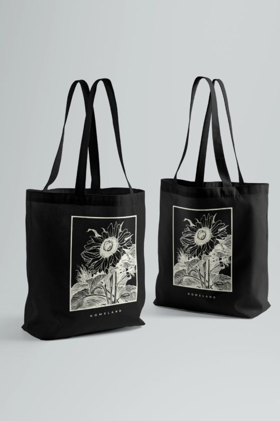 Flower Black Tote bag two side print