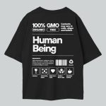 Human Being Black Oversize T-Shirt Back