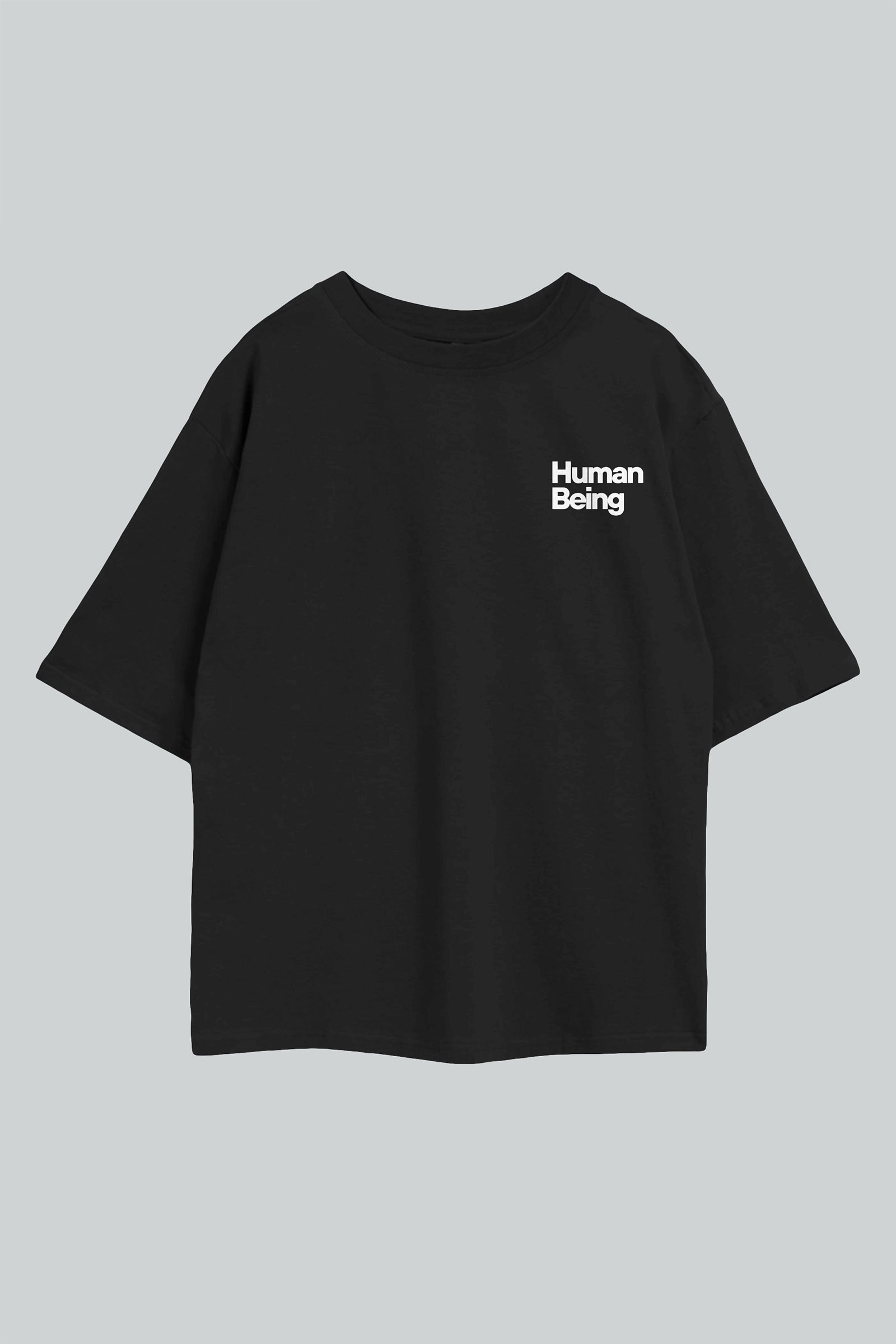 Human Being Black Oversize T-Shirt Front