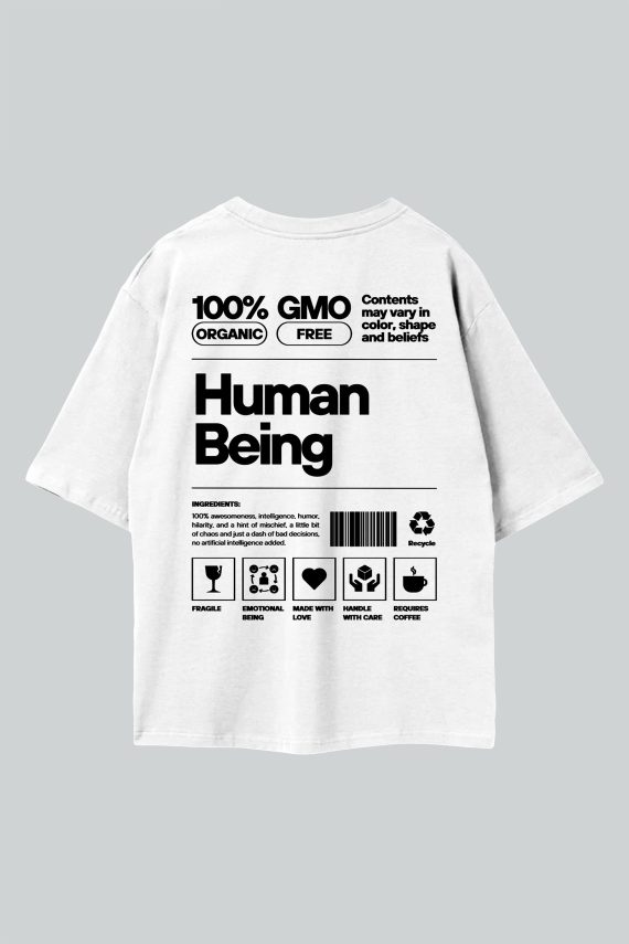 Human Being White Oversize T-Shirt Back