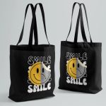 Smile Black Tote bag two side print