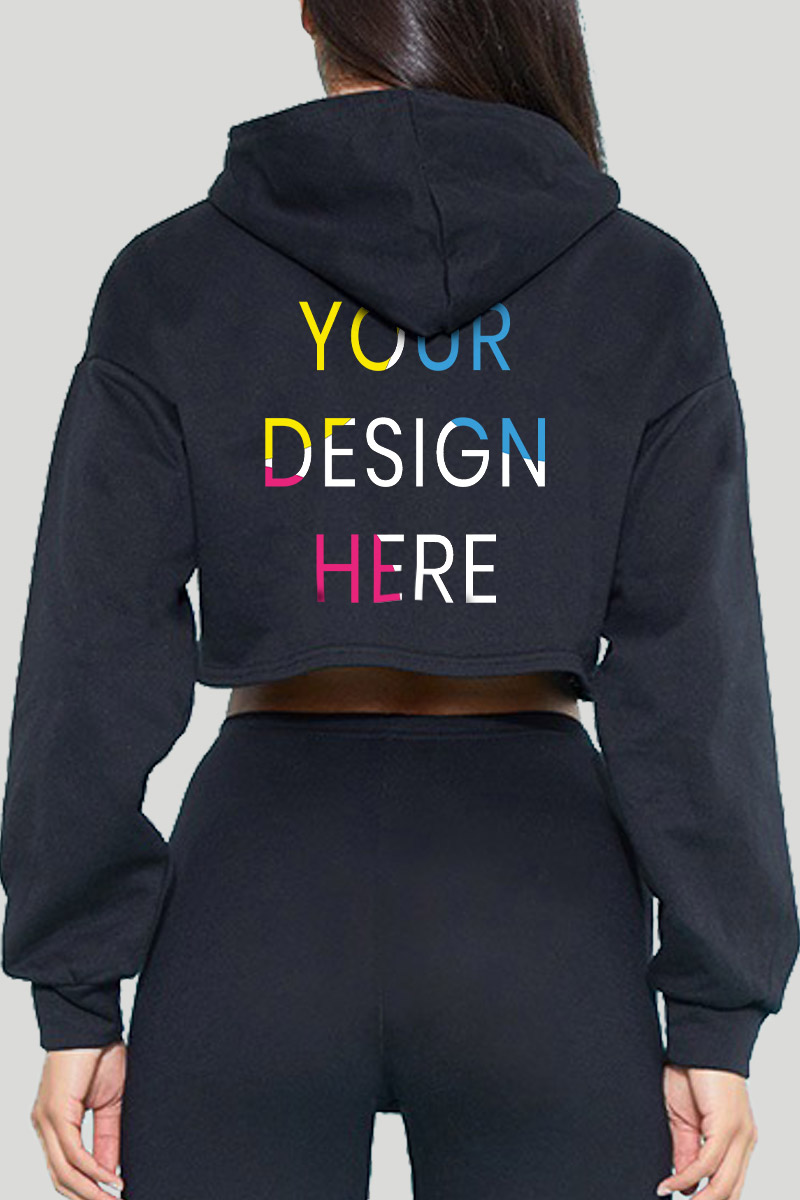 Printlet Custom Black crop Hoodie for print on demand and dropshipping